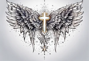 Constellation, Angel wing , snow , cross tattoo idea