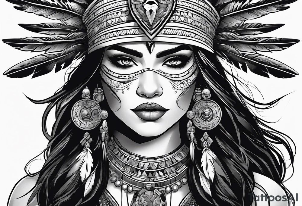 valkrye, kali, pirate, goddess, native american, looking right, wing tattoo idea