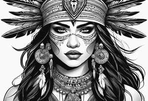 valkrye, kali, pirate, goddess, native american, looking right, wing tattoo idea
