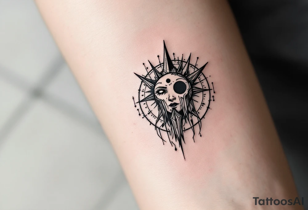 astrology moonsign aquarius in rough / mysterious aesthetic astrology inspired tattoo idea