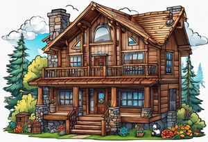 bear building a house tattoo idea