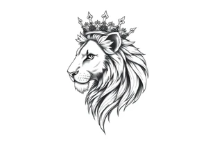 Female lion with crown tattoo idea