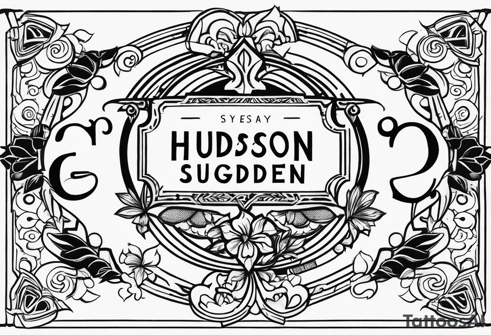 Design a tattoo with 'Hudson Sugden' inscribed on the left and right forearms. tattoo idea