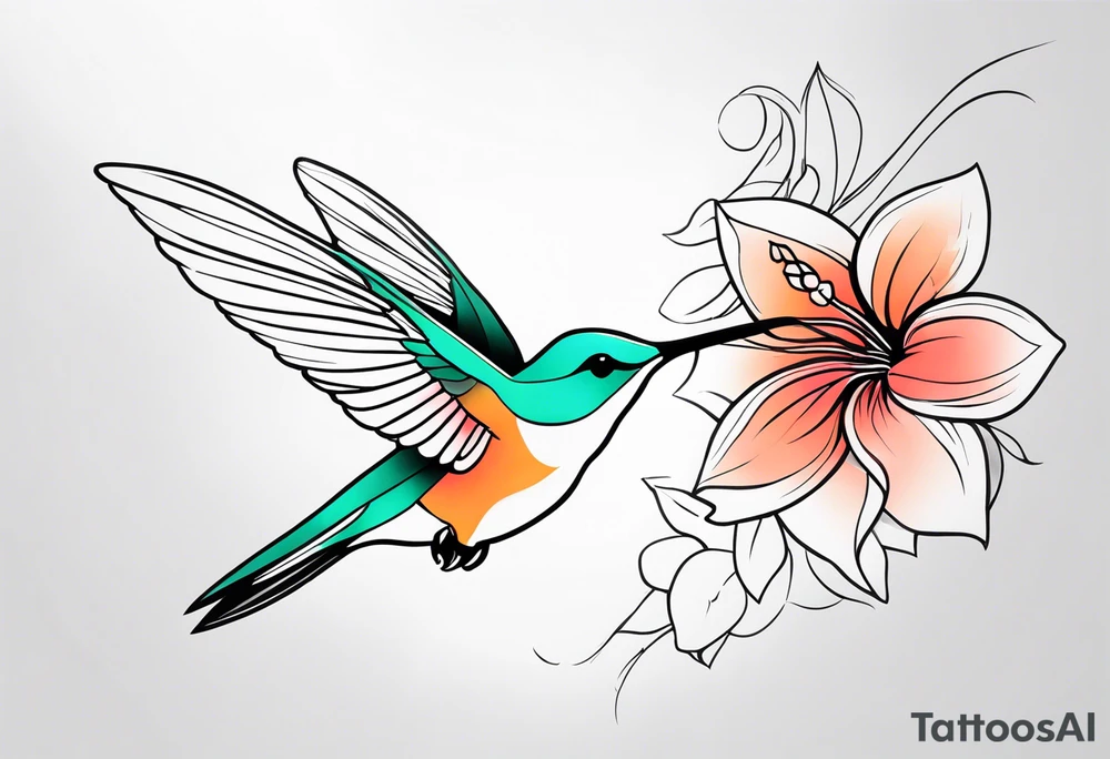 Humming bird and flower tattoo idea
