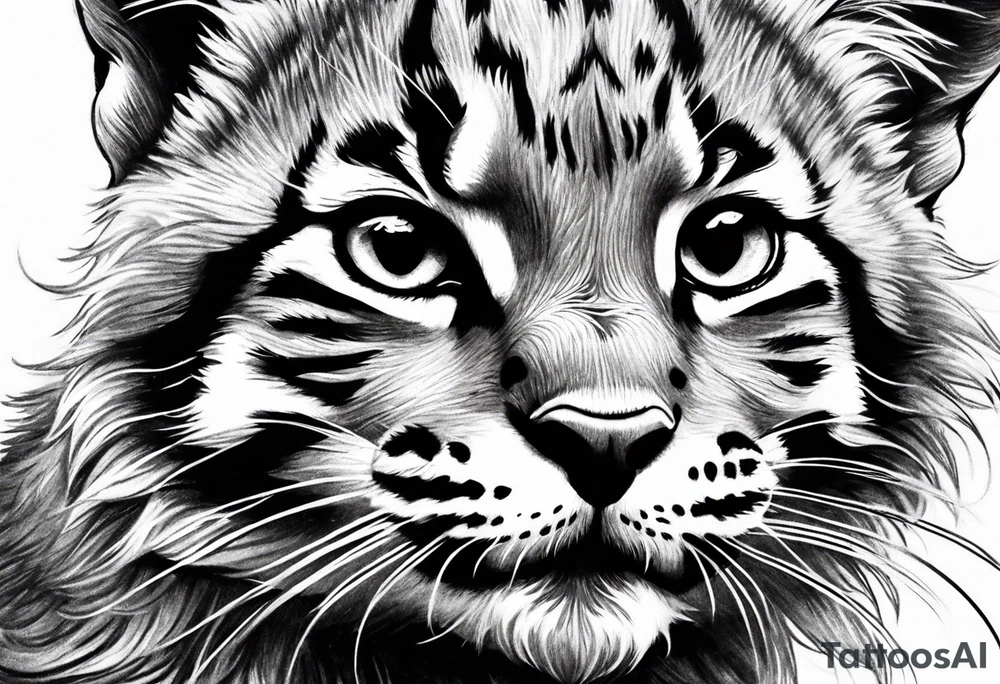 Super cute happy wildcat cub tattoo idea