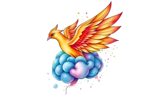 Colorful phoenix flying out of a brain tattoo idea