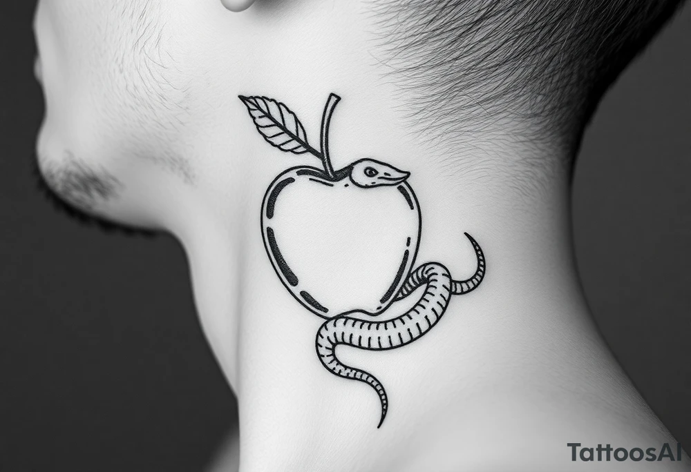 powerful representation of love with an Egyptian theme with an apple and a snake tattoo idea