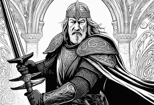 Lord of the Rings 
King Theoden 
forth Erolingas charge
Sword raised tattoo idea