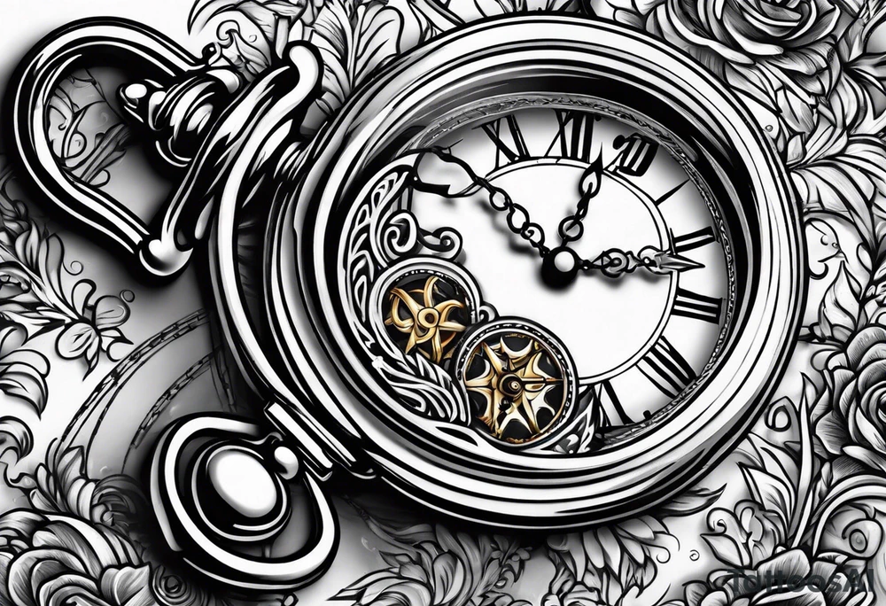 pocket watch chain tattoo idea