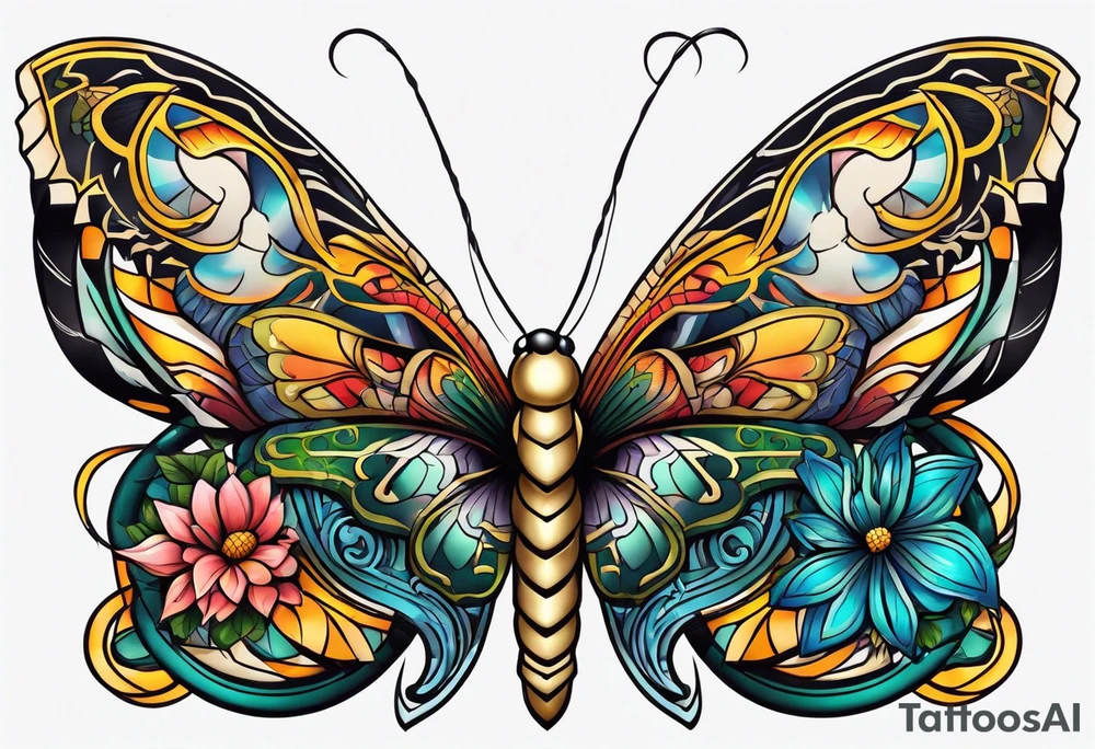 Butterflies with snake tattoo idea