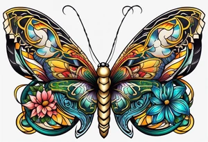 Butterflies with snake tattoo idea