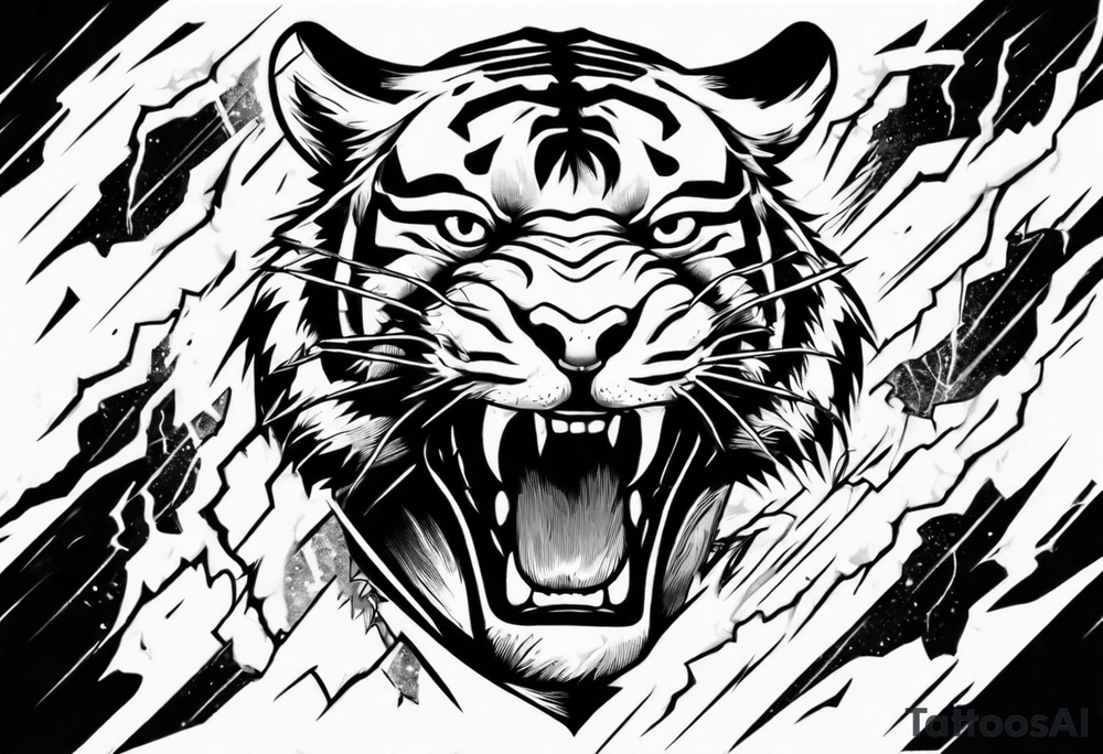 A tiger surrounded by lightning for a forearm sleeve. Also leaving room for a symbol to be below the tiger tattoo idea