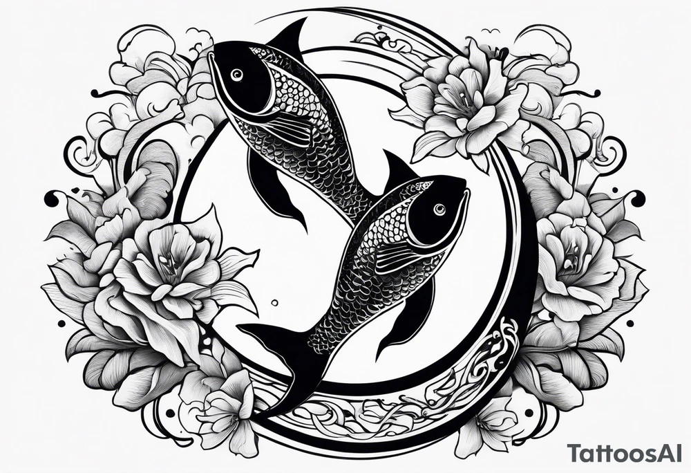 Two Fish with crescent moon tattoo idea