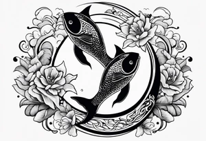 Two Fish with crescent moon tattoo idea