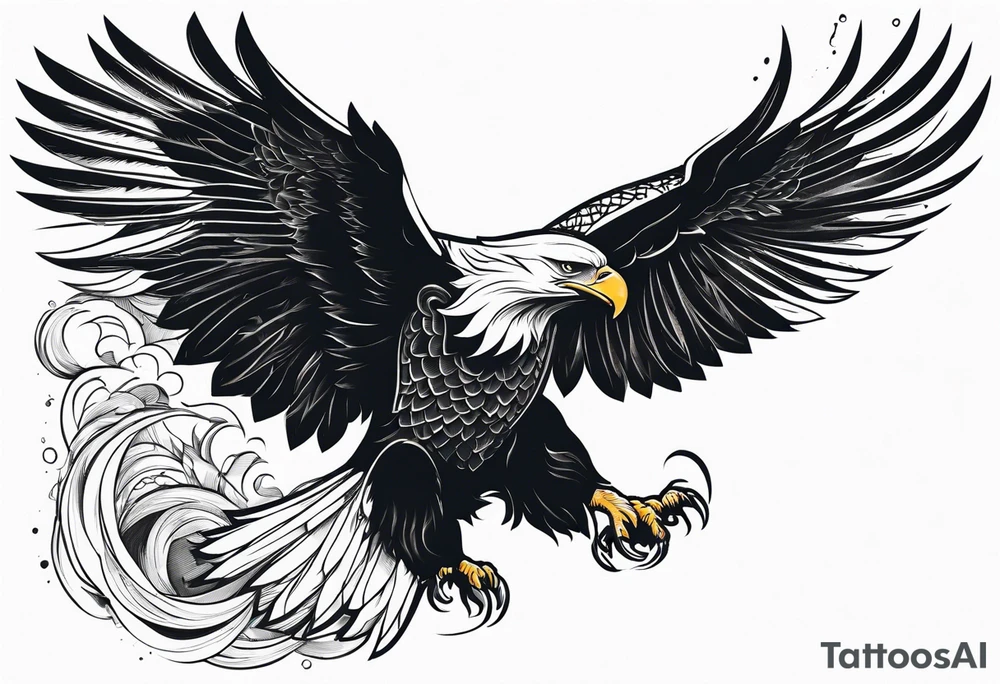 powerful majestic eagle swooping down into battle clutching sword tattoo idea