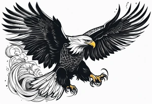 powerful majestic eagle swooping down into battle clutching sword tattoo idea