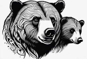 mother bear and cub heads simple tattoo idea