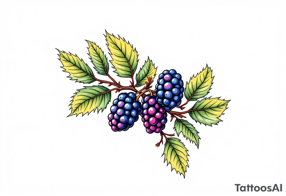 American traditional style Blackberry branch in a line to wrap around an arm tattoo idea