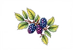 American traditional style Blackberry branch in a line to wrap around an arm tattoo idea