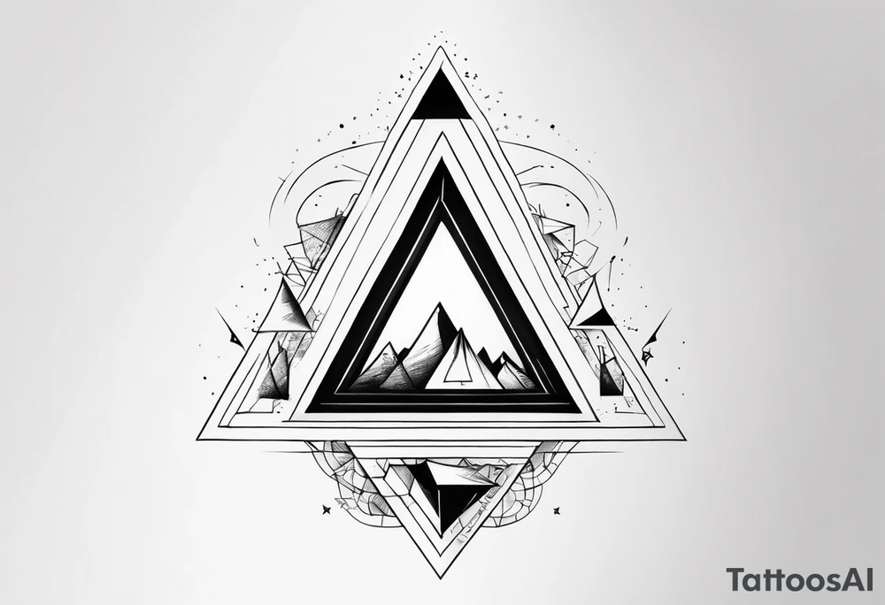 multiple small triangle portals to fantasy world, forearm tattoo tattoo idea