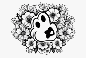 Paw print made of flowers tattoo idea