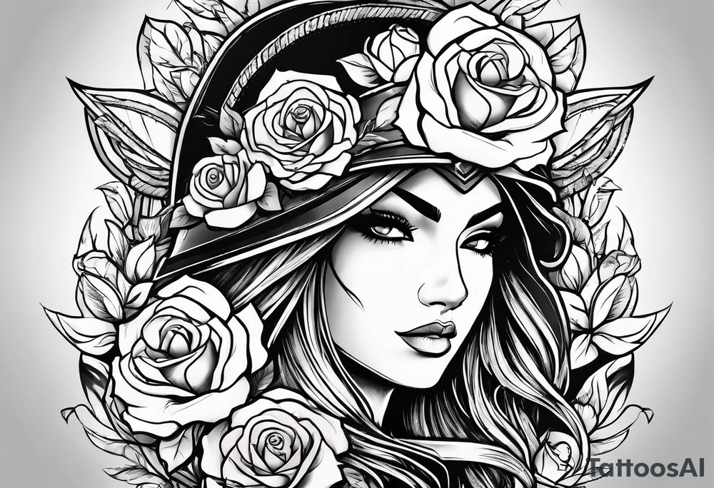 symbol for warrior  , with roses tattoo idea