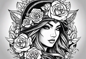 symbol for warrior  , with roses tattoo idea