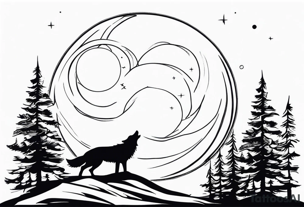 Wolf Howling at the Moon tattoo idea