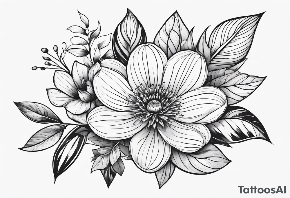stylized flowers in simple, minimalist tattoo idea