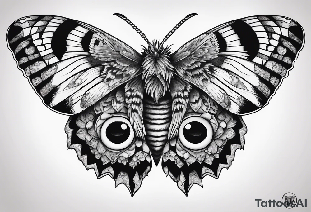 Dead head moth with owl eyes tattoo idea