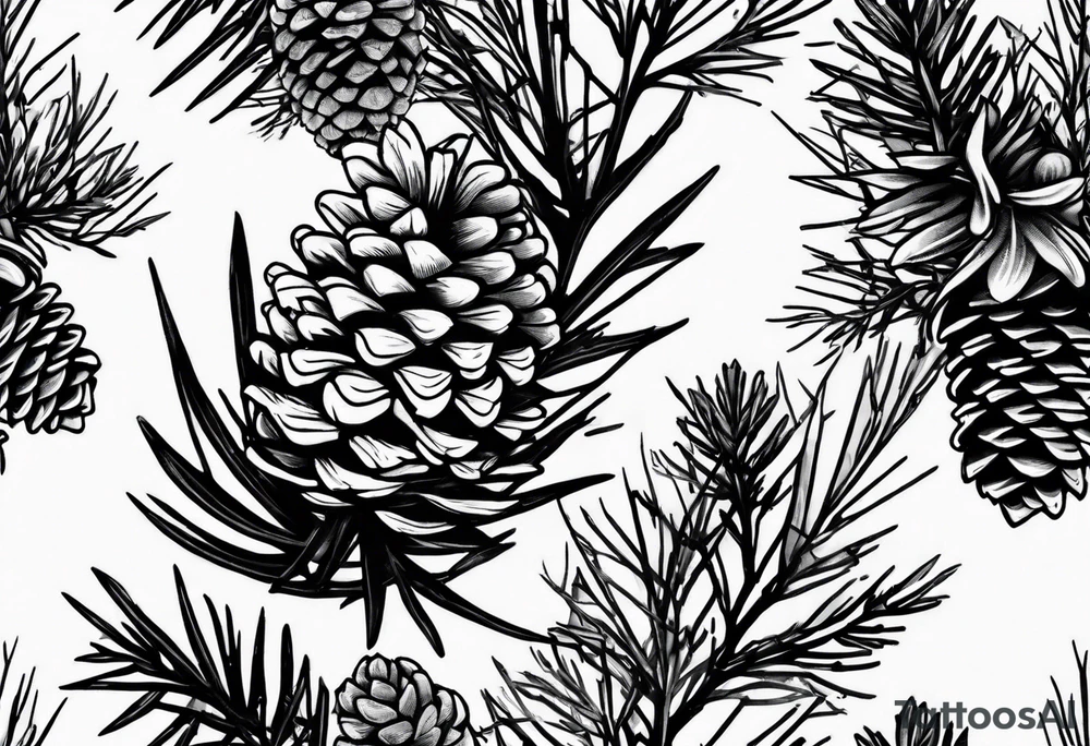 Pinecone transforming to mountains tattoo idea