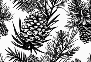 Pinecone transforming to mountains tattoo idea