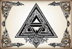 Triforce from the Zelda series with the word courage strength and wisdom tattoo idea