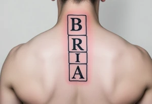 I WANT 5 TOY BABY BLOCKS STACKED ON TOP OF EACH OTHER AND I WANT EACH OF THEM TO HAVE A LETTER IN THEM. B, R, I, A, N THEY SHOULD BE STACKED ON TOP OF EACH OTHER tattoo idea