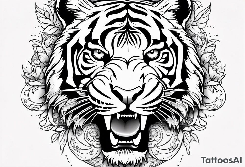 half bull and half tiger tattoo idea