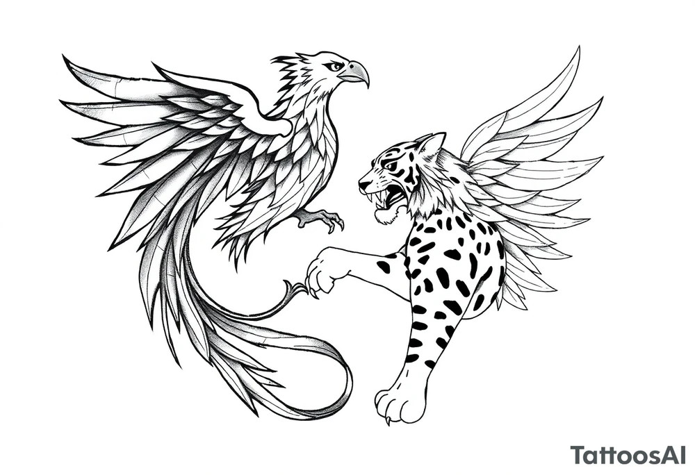 a phoenix and tiger totem tattoo idea