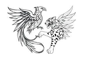 a phoenix and tiger totem tattoo idea