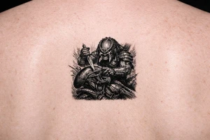 predator (from the movie) killing an alien on the forearm tattoo tattoo idea