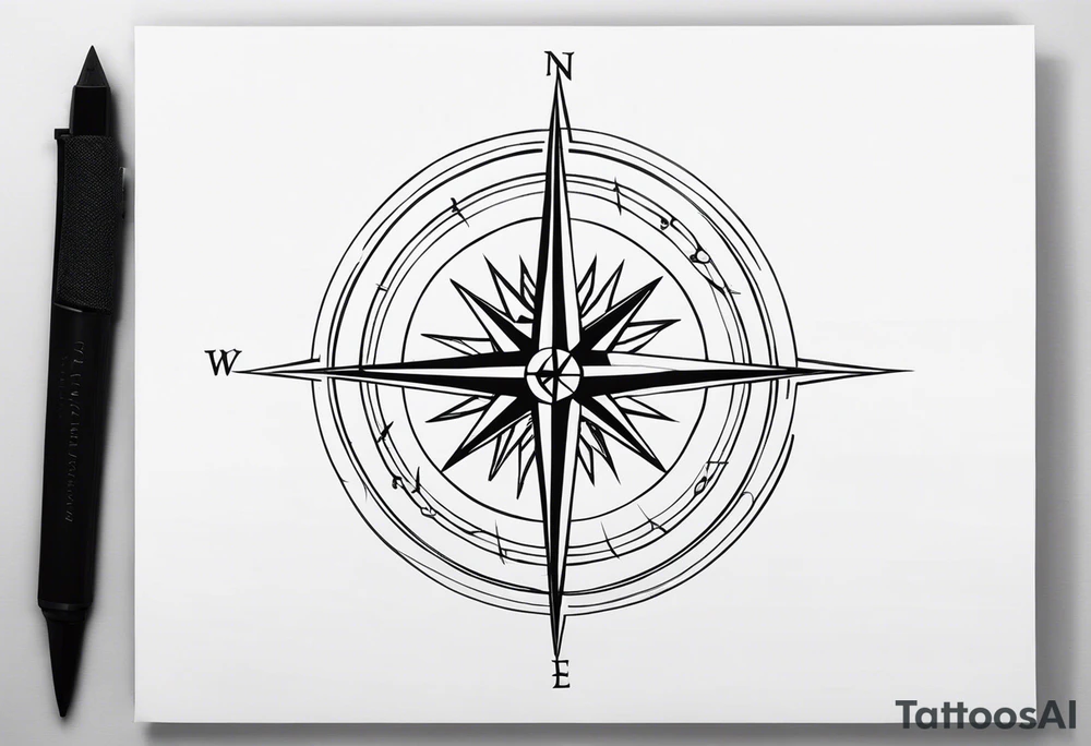 Tattoo along spine Compass
Long north and south lines tattoo idea