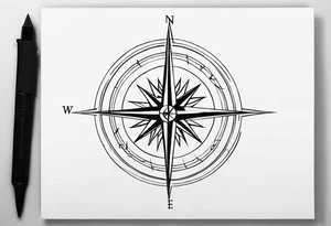 Tattoo along spine Compass 
Long north and south lines tattoo idea