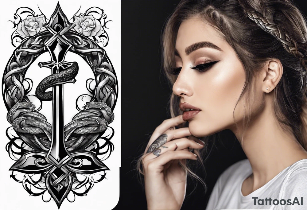 Cross and serpent tattoo idea