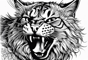 cat roaring or growling tattoo idea