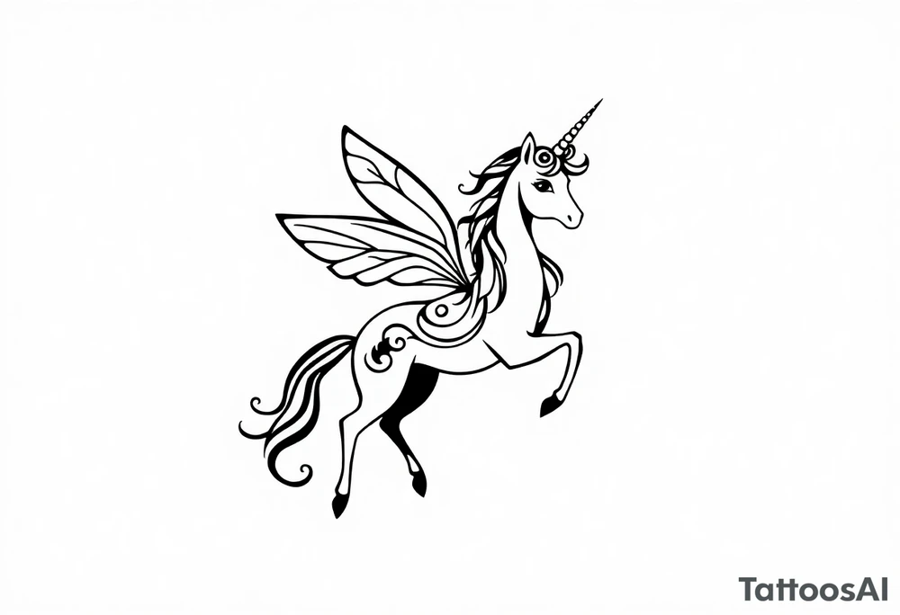 magical fairy unicorn tattoo idea