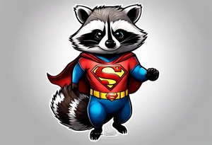 raccoon wearing a Superman t-shirt tattoo idea
