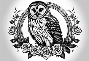 Barred owl with a rose and a heart tattoo idea