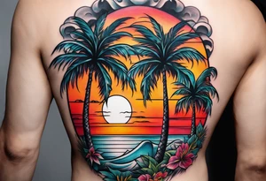 palm tree sleeve tattoo idea