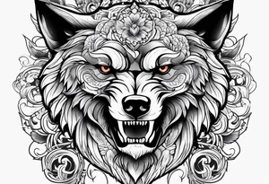 Skull wolf tattoo idea
