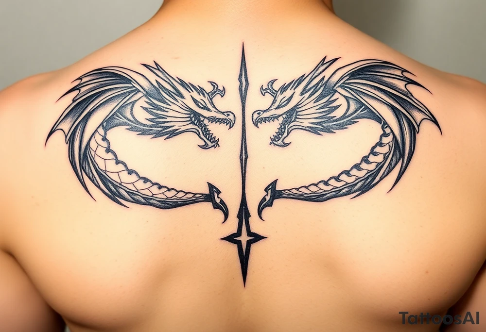 2 dragons symbolizing inner conflict tattoo idea