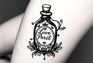 Love potion bottle tattoo idea