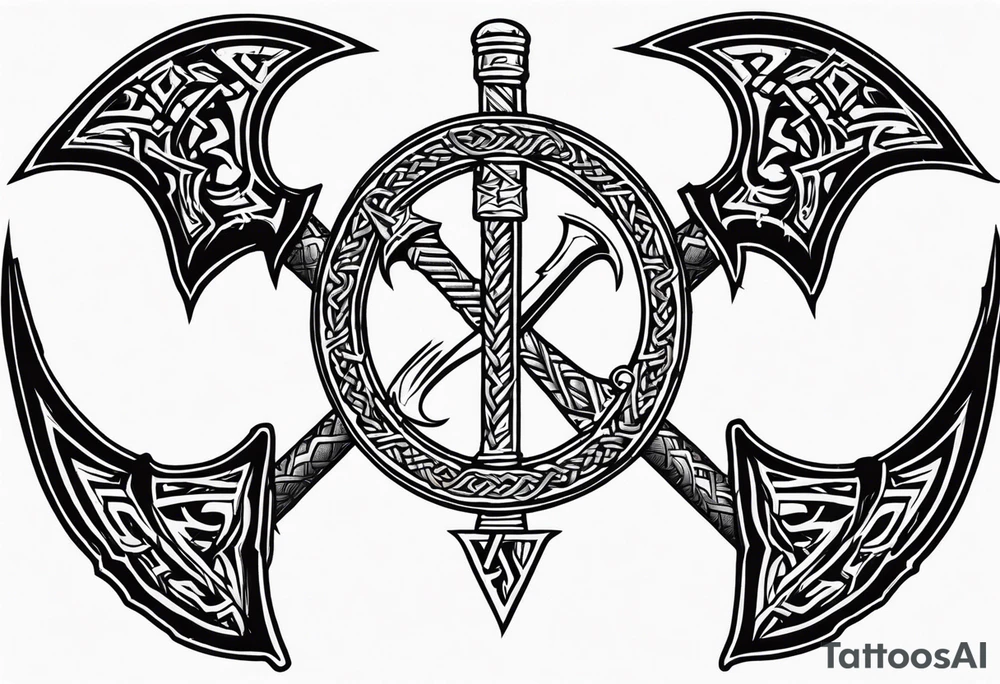 Valhalla sword shield dragon axe Valknut barbed wire chains fire tattoo idea Valhalla sword shield dragon axe Valknut barbed wire chains fire tattoo idea